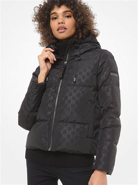 michael michael kors logo jacquard puffer jacket